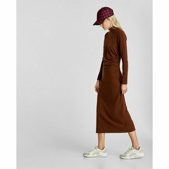 Zara draped knit long sleeve midi dress - Picture 3 of 12
